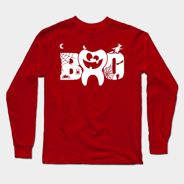 Boo Dentist Halloween Costume Dental Squad Long Sleeve T-Shirt by Toeffishirts